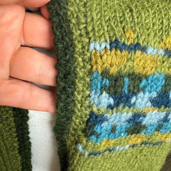 NEW Down to Earth  Hand-knit in Nepal 100% Wool with 2 pockets Fringe Unisex - Picture 6 of 10